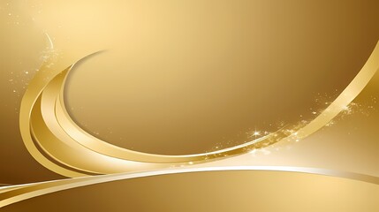 Abstract Gold Background with Curved Lines and Glimmering Effects