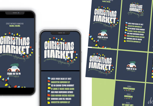 Christmas Market Event Template Set for Mobile and Social Media