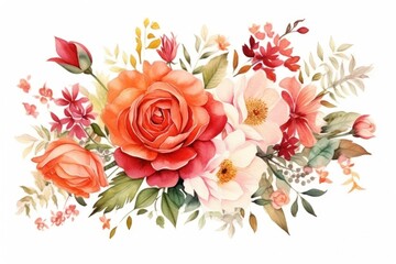 Fototapeta premium Bouquet of flowers painting pattern plant.