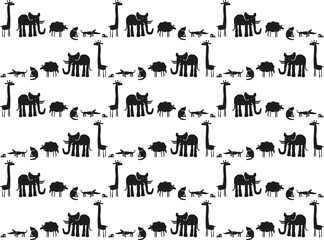 Seamless pattern with funny cartoon animals