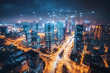 Obraz premium Stunning Urban Cityscape at Night