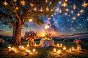 Ethereal Night Photography Capturing Aesthetic Love Under Starry Skies with Soft Glowing Lights and Romantic Vibes for Dreamy Couples in Enchanting Settings