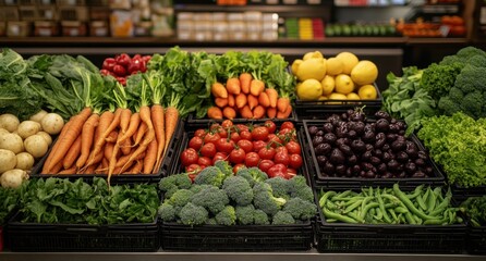 Obraz premium Overhead view of Thanksgiving seasonal vegetables, featuring artichokes, carrots, green beans, and a vibrant assortment of fresh produce.