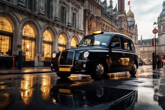 Fototapeta Vehicle black taxi car.