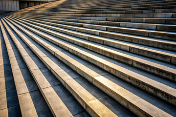 Brutalism Concrete steps arranged in a linear pattern, capturing light and shadows, showcasing architectural design and modern urban aesthetics.
