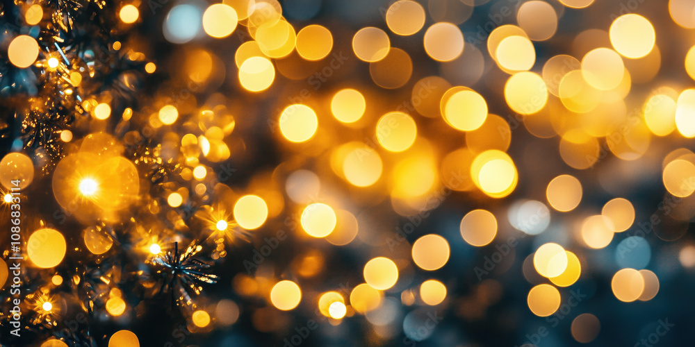 Poster abstract background with bokeh lights. christmas festive background image. created with generative a