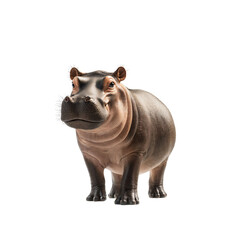 Fototapeta premium Engaging and Charming Hippo Standing Proudly Against a Solid Black Background, Showcasing Its Unique Features and Playful Expression in a Stunning Display of Nature's Beauty.