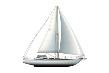 Sail boat isolated on white, png