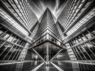 Fototapeta premium High-Contrast Black and White Architectural Lines and Patterns Showcasing Symmetry and Structural Elegance in Long Exposure Photography