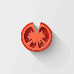 Fototapeta premium Simple flat 2D icon sliced red tomato isolated on a transparent background, vector, flat design, animation design, vector, flat design, animation design, simple flat 2D icon design, 2d flat 