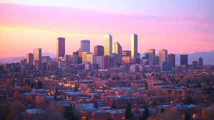 Obraz premium Denver Cityscape at Sunset