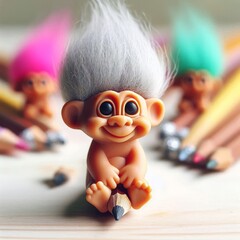 Troll pencil toppers Small troll dolls with holes in the bottom