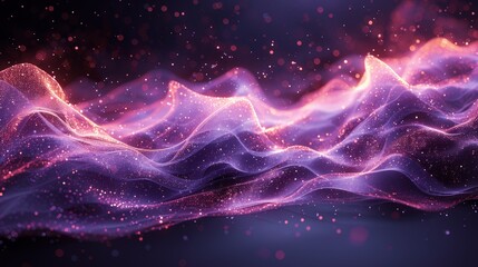 Obraz premium Abstract Purple Waves with Glowing Stars