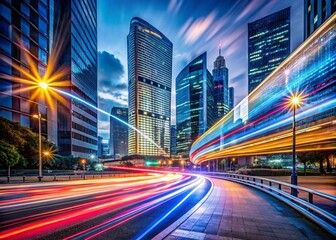 Fototapeta premium Long Exposure Photography of a Creative Logo Display, Capturing Light Trails and Dynamic Movement in a Modern Artistic Setting, Ideal for Branding and Visual Identity Concepts