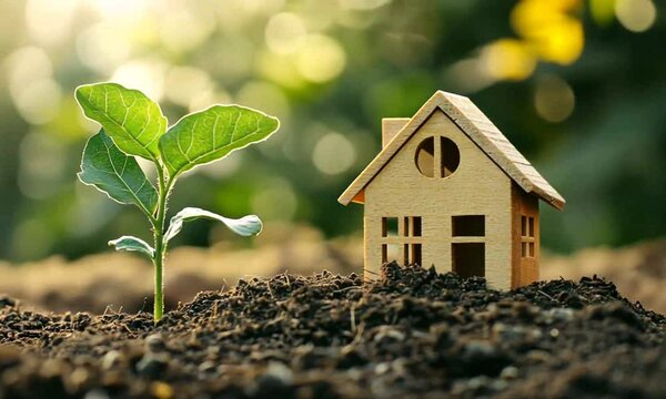 Bioconstruction concept. Sustainable houses. ecological houses