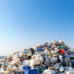 Street view of overflowing trash under warm sunlight urban waste disposal issues and environmental awareness in daily life