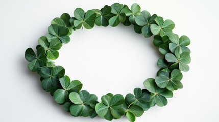 Circular Clover Wreath on White Background