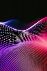 Abstract Digital Waves in Vibrant Colors with Dots Pattern and Smooth Curves on a Dark Background for Creative Visual Projects and Digital Art