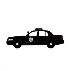 Fototapeta premium Police Car Silhouette, Illustration Isolated On White Background