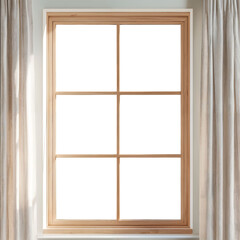 Fototapeta premium A Charming Window Displaying Minimalistic Beauty, Surrounded by Soft Drapes, Inviting Natural Light into a Serene Space, Perfect for Modern Home Decor and Tranquil Atmosphere