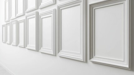 Blank Picture Frames on White Wall