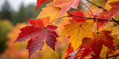 Fototapeta premium Vibrant Fall Foliage for Thanksgiving Celebrations - Colorful Leaves, Autumn Colors, Macro Photography, Seasonal Decor, Nature's Palette, Thanksgiving Inspiration, Outdoor Beauty, Harvest Season