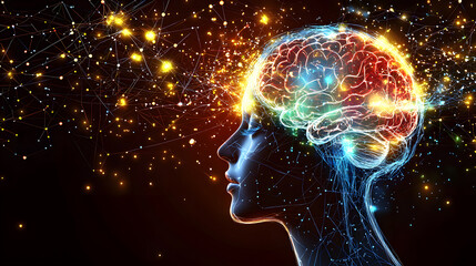 Illuminated brain symbolizing creativity and knowledge