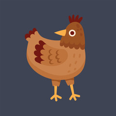 brown chicken in flat vector design.