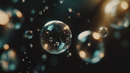 Floating bubbles cluster in the air