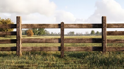 Wooden Barrier on Grassland Hill