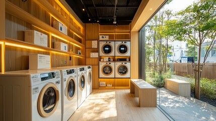 Convenient laundry area, machines with app payment, change machine included