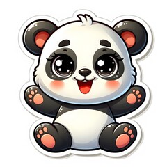 Obraz premium AI Generate of Sticker Panda or Giant Panda in cartoon style with a happy expression, isolated in white background
