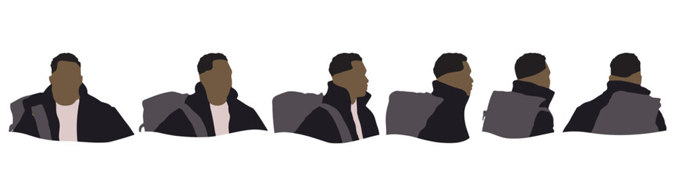 Conceptual human head isolated on white background as abstract avatar as a set or collection banner for social design concept. Human closeup anonymous faces head shot for human character illustration