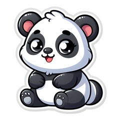 Obraz premium AI Generate of Sticker Panda or Giant Panda in cartoon style with a happy expression, isolated in white background