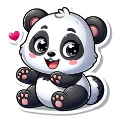 Obraz premium AI Generate of Sticker Panda or Giant Panda in cartoon style with a happy expression, isolated in white background
