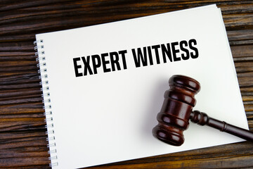 judge's gavel and stick with the word EXPERT WITNESS. the concept of witnesses in court