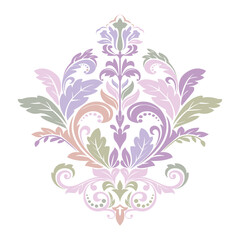 Damask graphic ornament. Floral design element. Colored vector pattern