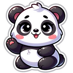 Fototapeta premium AI Generate of Sticker Panda or Giant Panda in cartoon style with a happy expression, isolated in white background
