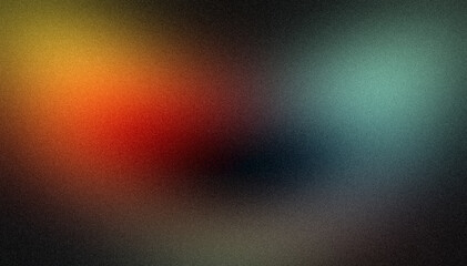 Orange red blue glowing color noisy gradient backgrounds. Abstract soft dark colors glowing grainy gradient, vibrant color spot, wave shaped, noise texture backdrop design