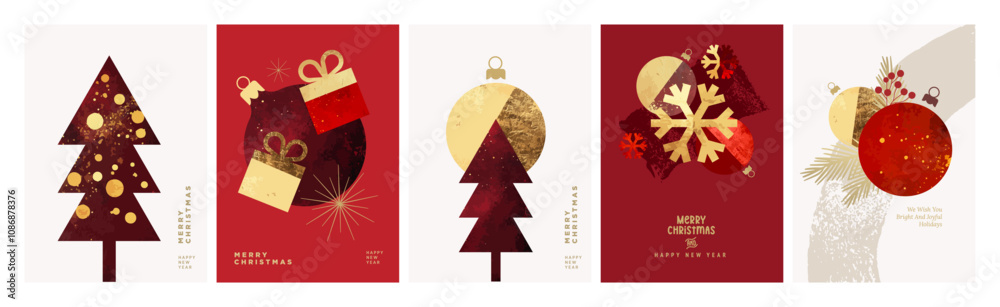 Canvas Prints set of christmas and new year cards. modern vector illustration concepts for graphic and web design,