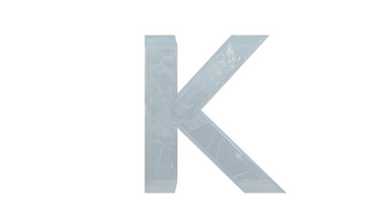  Ice  font letter K capital on transparent background