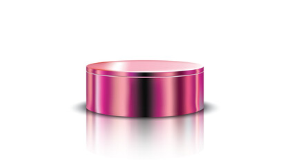 3D realistic cylinder podium pink gold on white background
