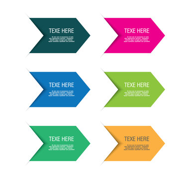 Colorful arrow style message box on white background