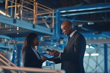 Professional Collaboration in a Modern Industrial Setting for Business Presentation Design