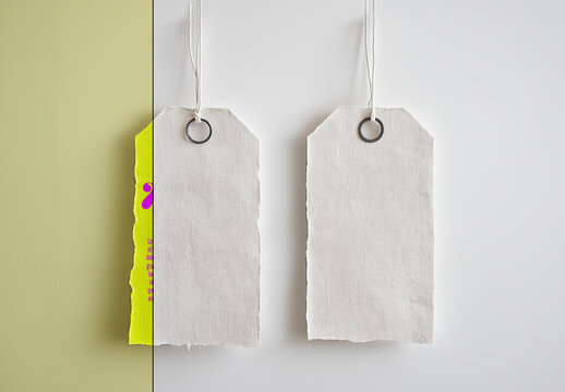 Minimalist Blank Tag Mockup with Natural Texture and Tear Edge Detail, AI-Generated