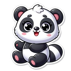 Obraz premium AI Generate of Sticker Panda or Giant Panda in cartoon style with a happy expression, isolated in white background