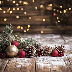 Christmas decoration on wooden background