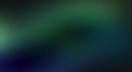 Blue green glowing color noisy gradient backgrounds. Abstract soft dark colors glowing grainy gradient, vibrant color spot, wave shaped, noise texture backdrop design