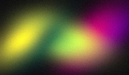 Green purple pink glowing color noisy gradient backgrounds. Abstract soft dark colors glowing grainy gradient, vibrant color spot, wave shaped, noise texture backdrop design