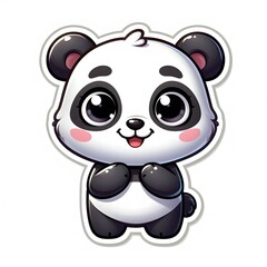 Obraz premium AI Generate of Sticker Panda or Giant Panda in cartoon style with a happy expression, isolated in white background